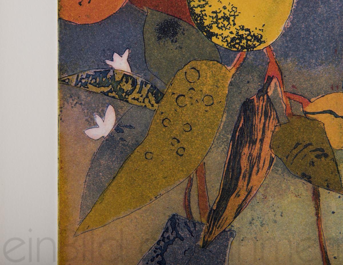Ein Giclée-Druck auf Leinwand von Jutta Votteler,Vögel,Blumen,Bunt,Handsigniert,Limitiert